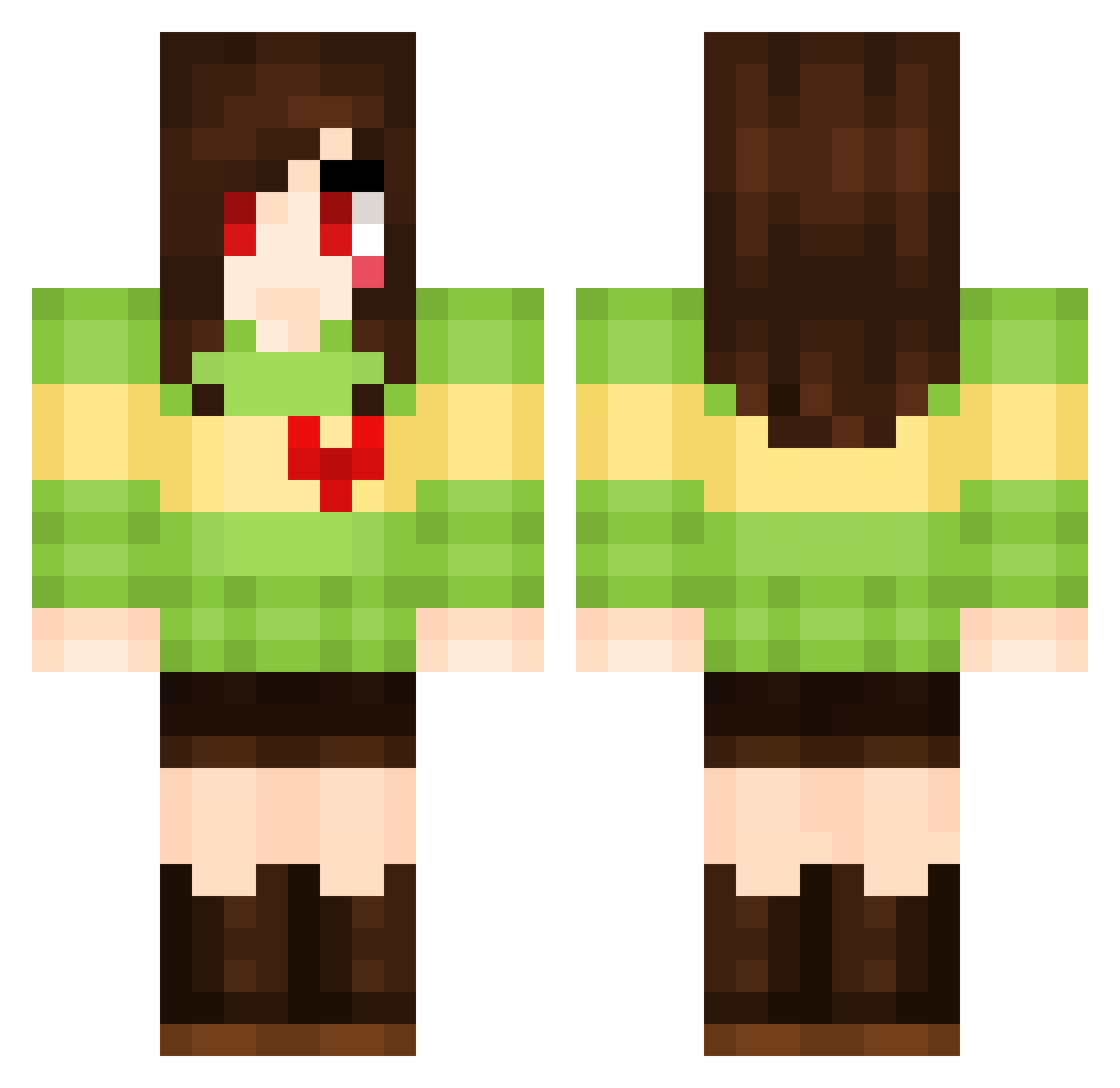 Skyrim Minecraft skin, front and back view