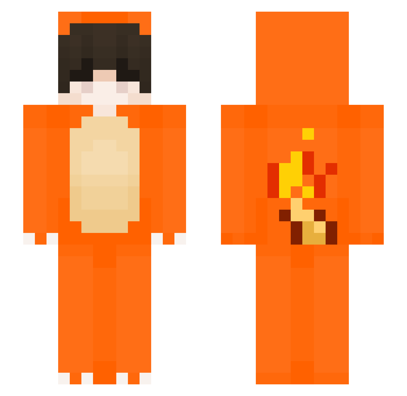 Charmanber Minecraft skin, front and back view