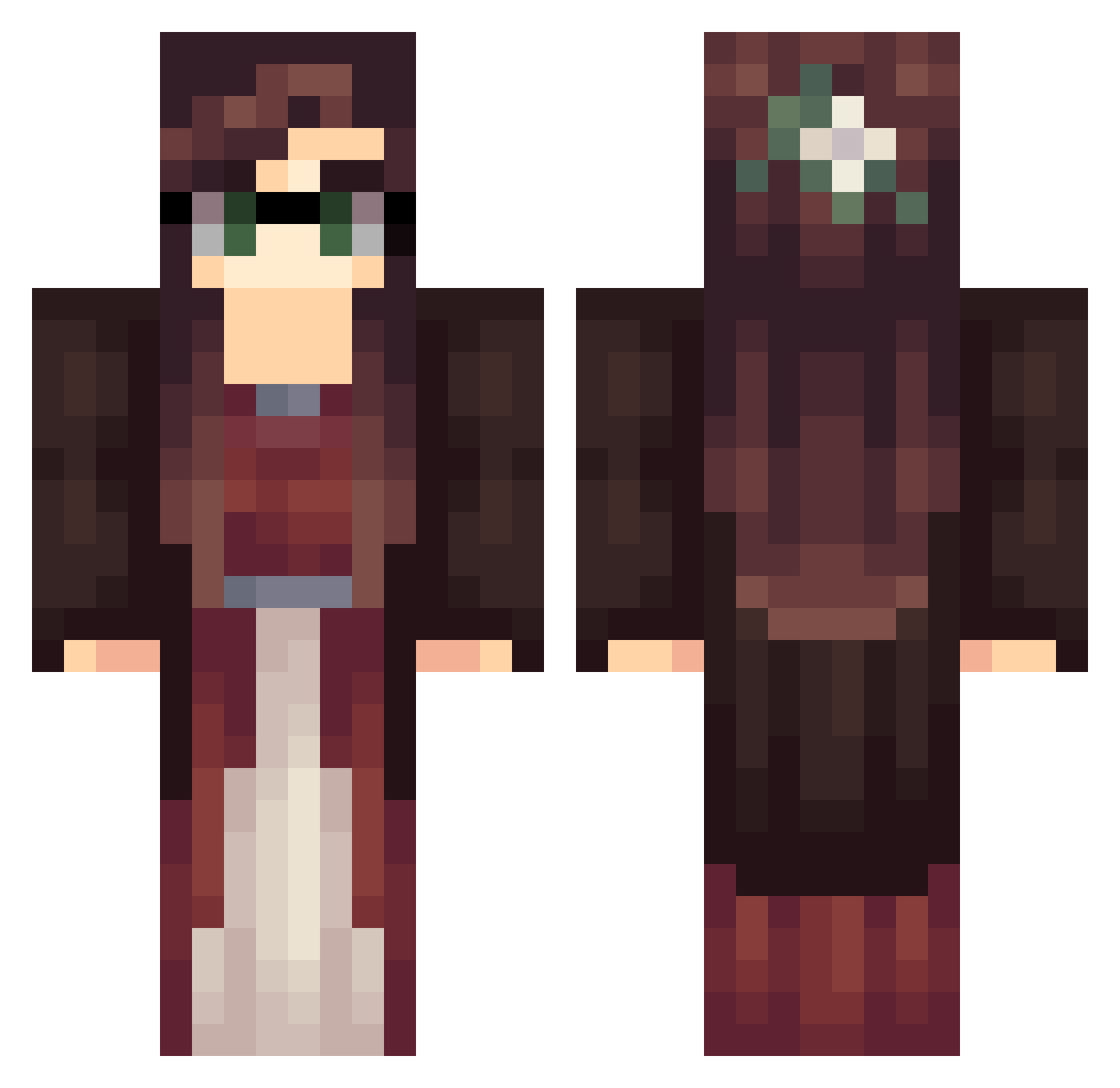 Violent_Grove Minecraft skin, front and back view