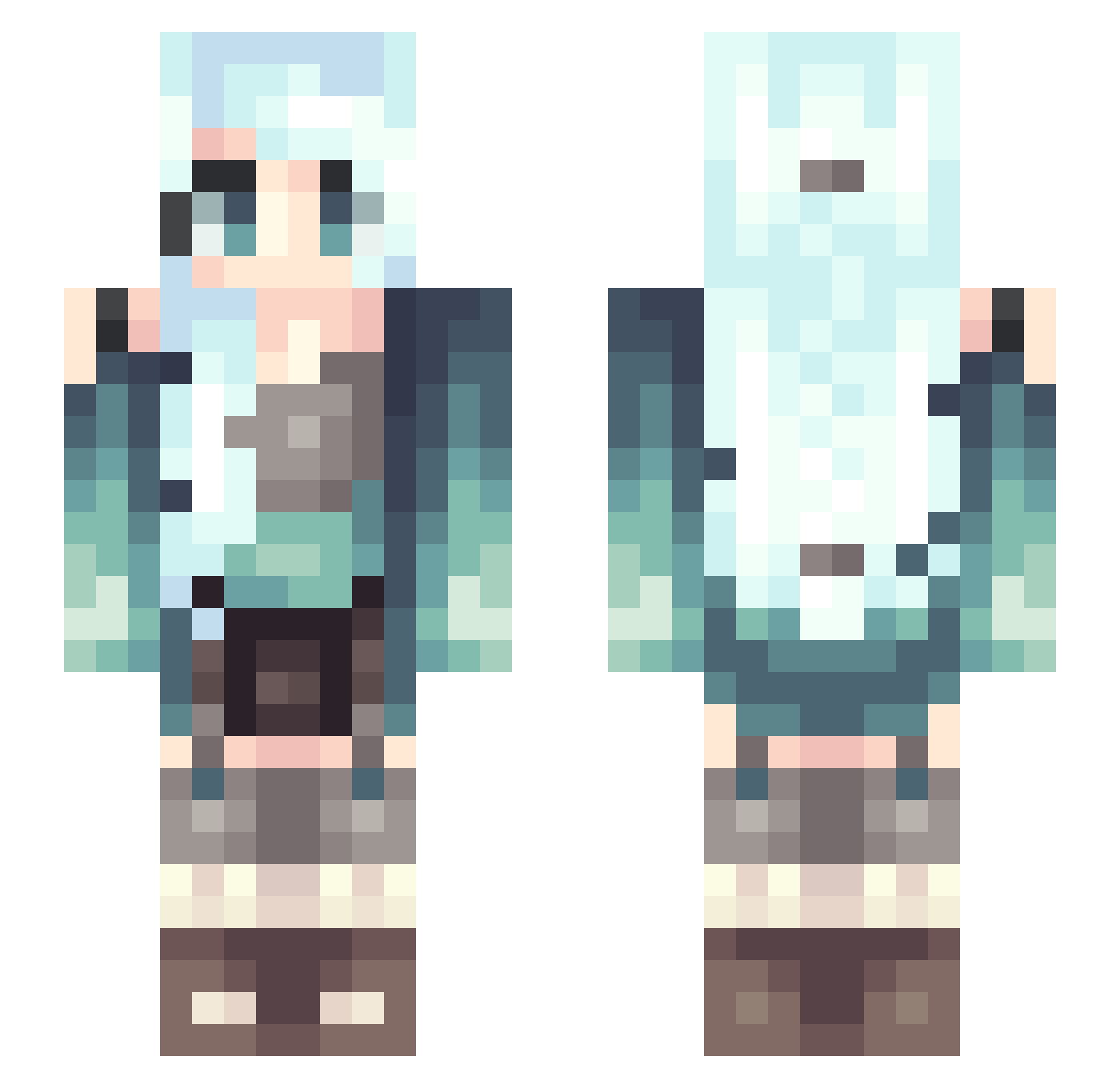 rainamabow Minecraft skin, front and back view