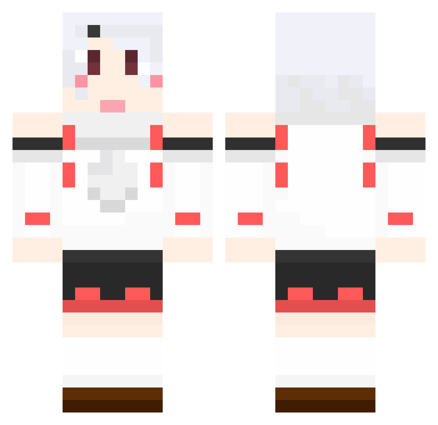 Wayward Minecraft skin, front and back view
