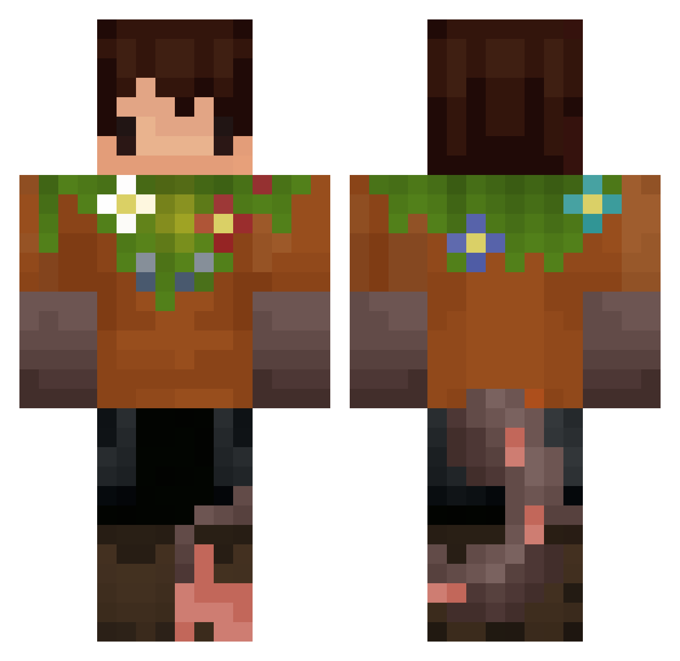 rootsweird Minecraft skin, front and back view
