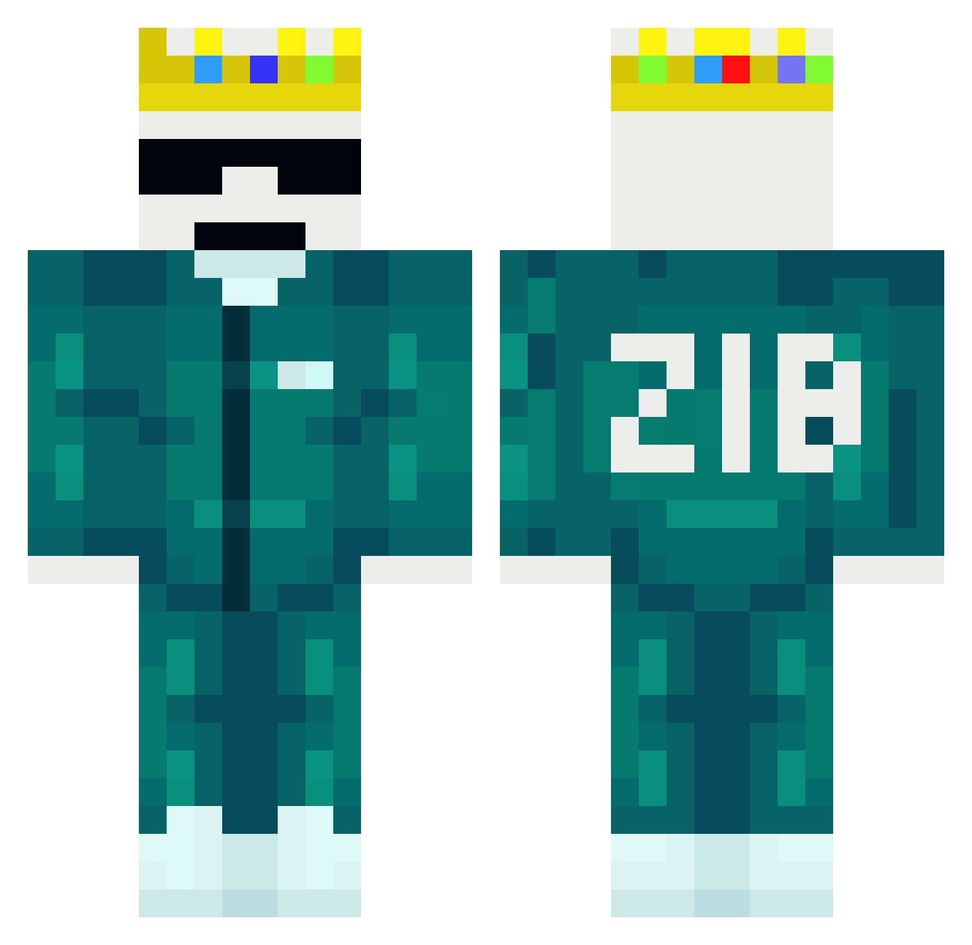 Victaluzz Minecraft skin, front and back view