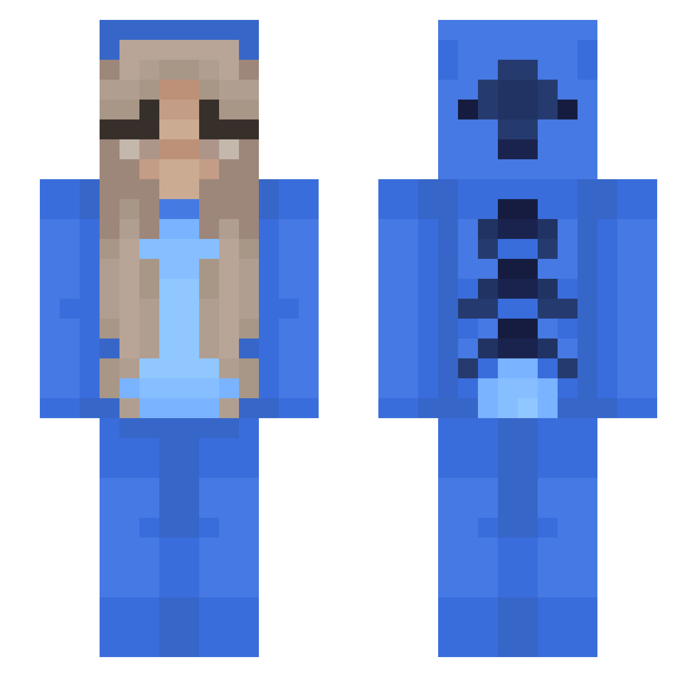 yxna05 Minecraft skin, front and back view
