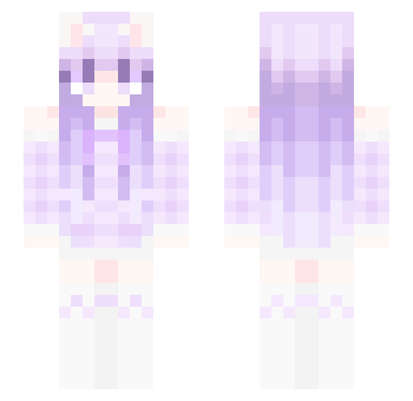 misappraised Minecraft skin, front and back view