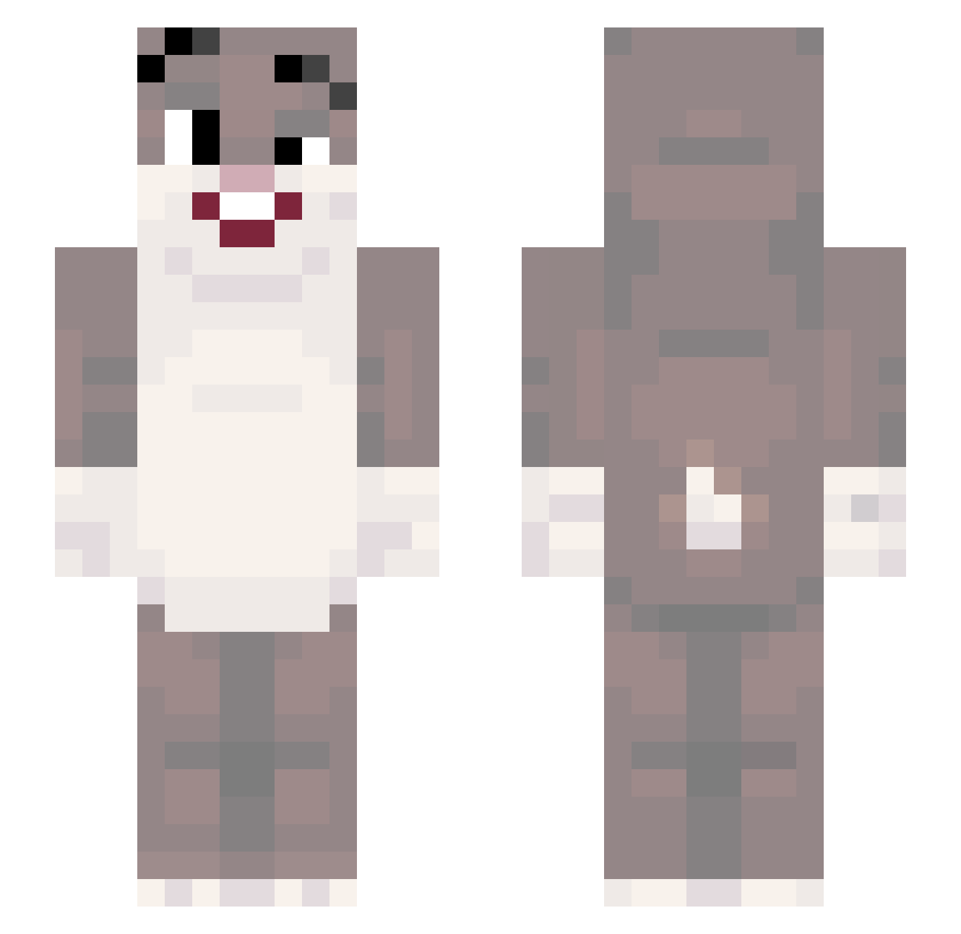 WillyInMyButt Minecraft skin, front and back view