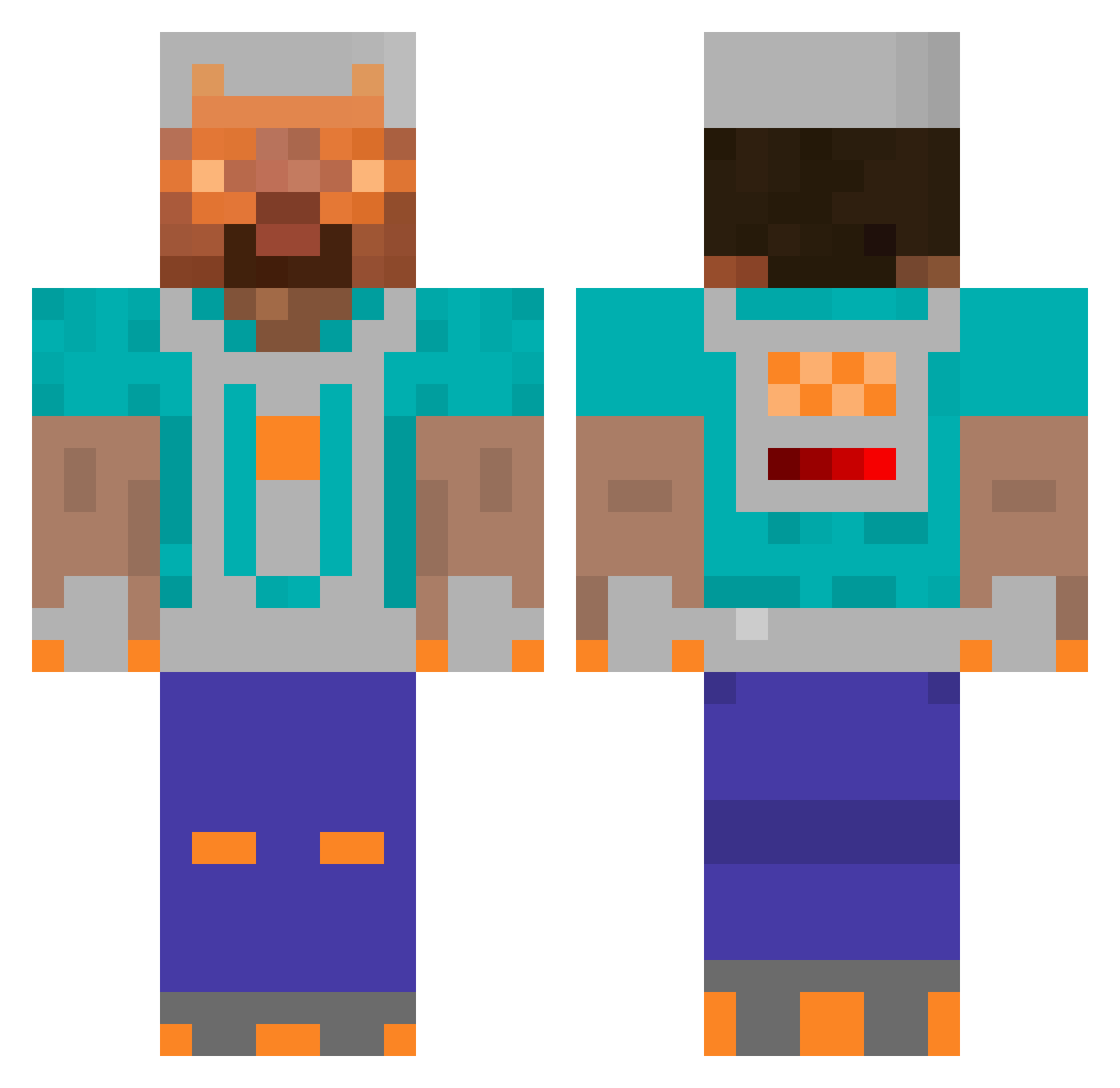 Tenon Minecraft skin, front and back view