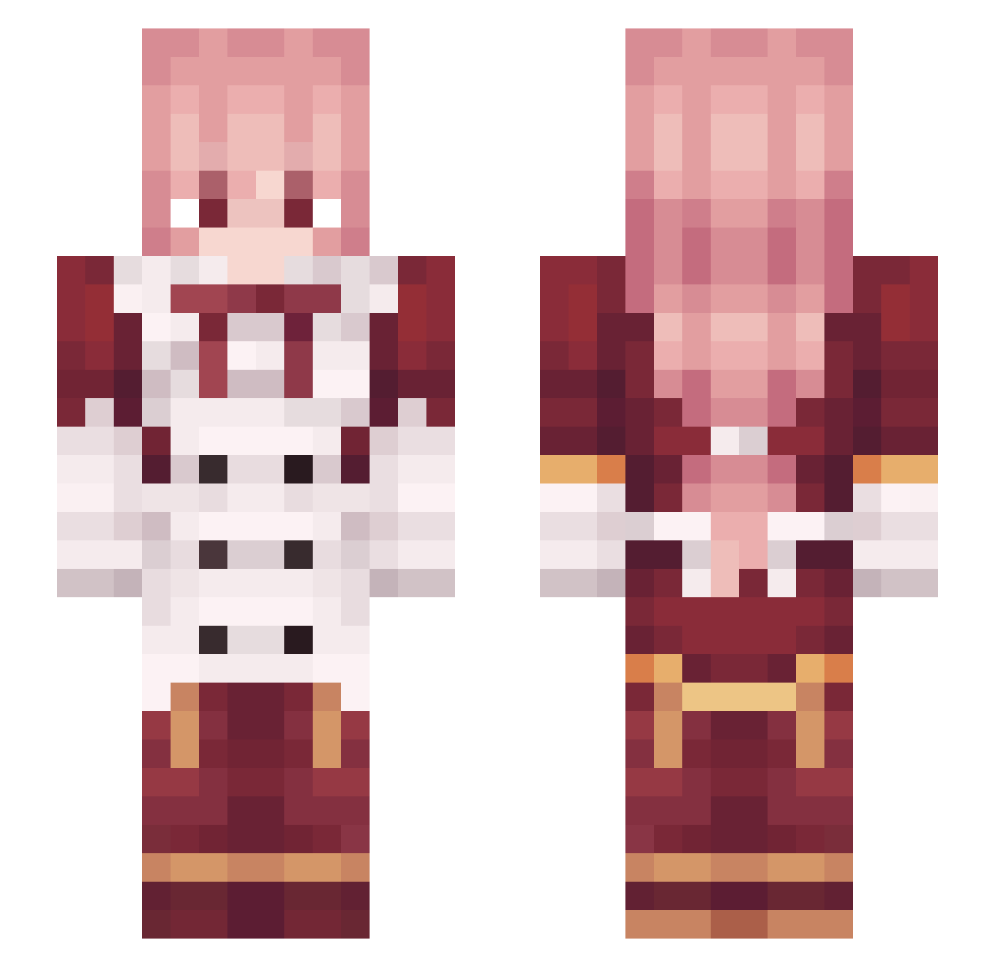 hazugera Minecraft skin, front and back view