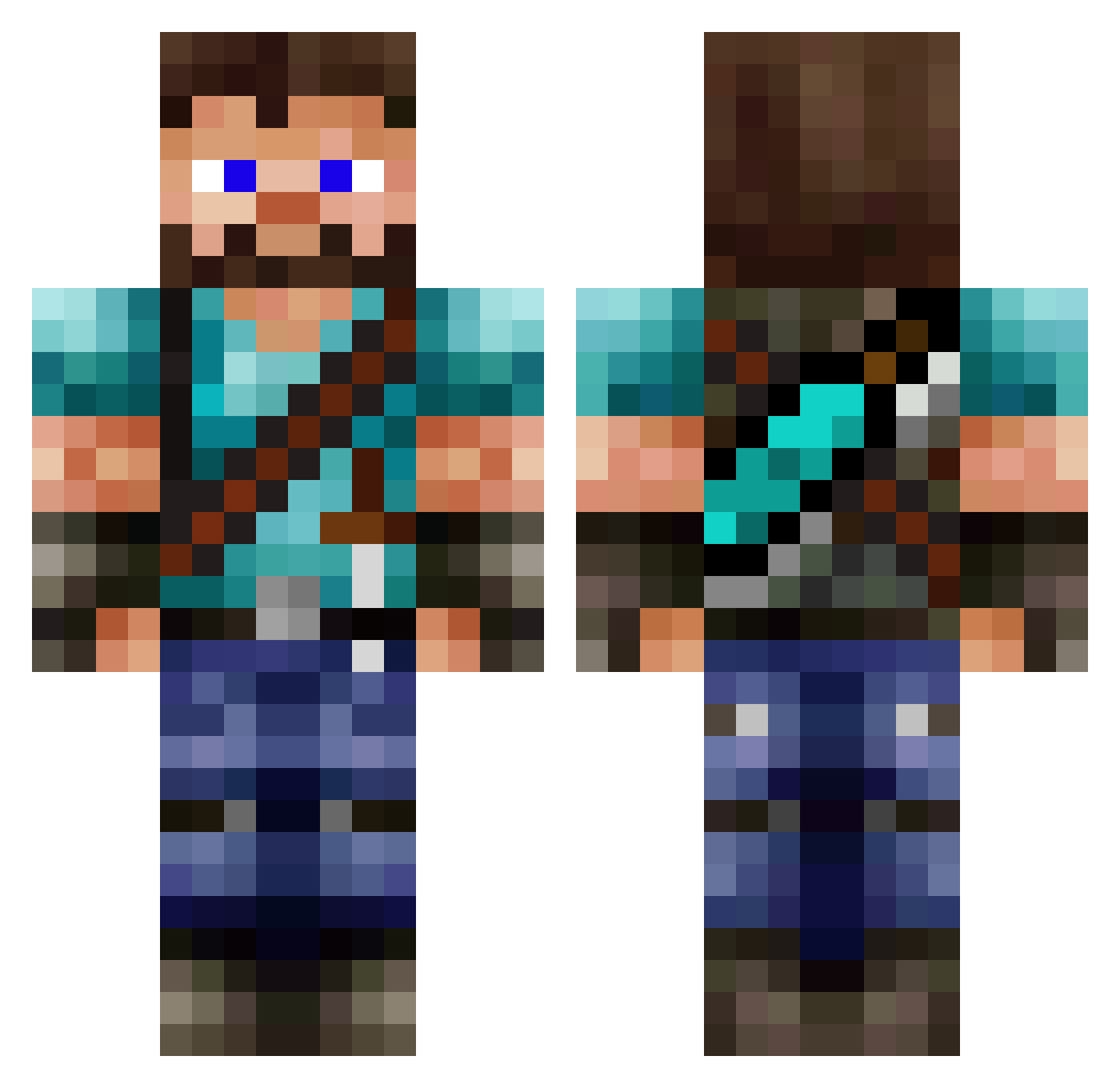 Guestglobe Minecraft skin, front and back view