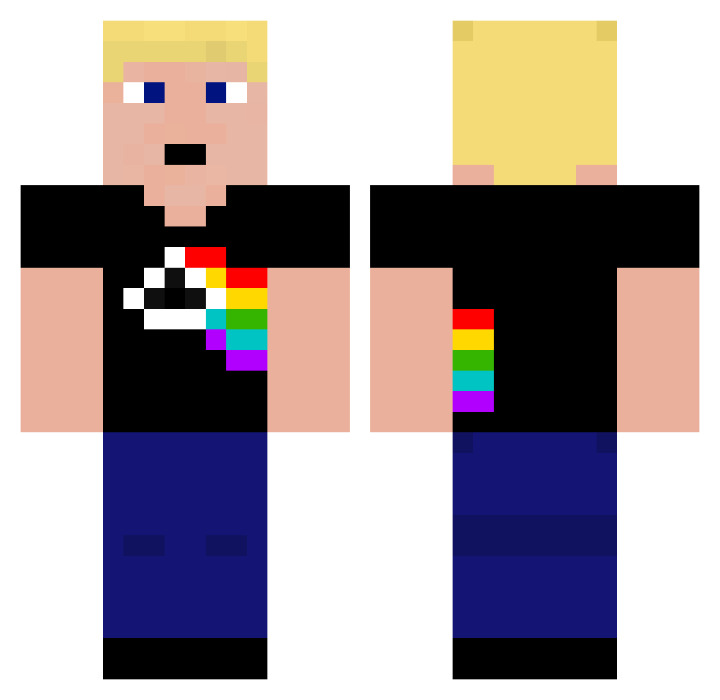 utero Minecraft skin, front and back view