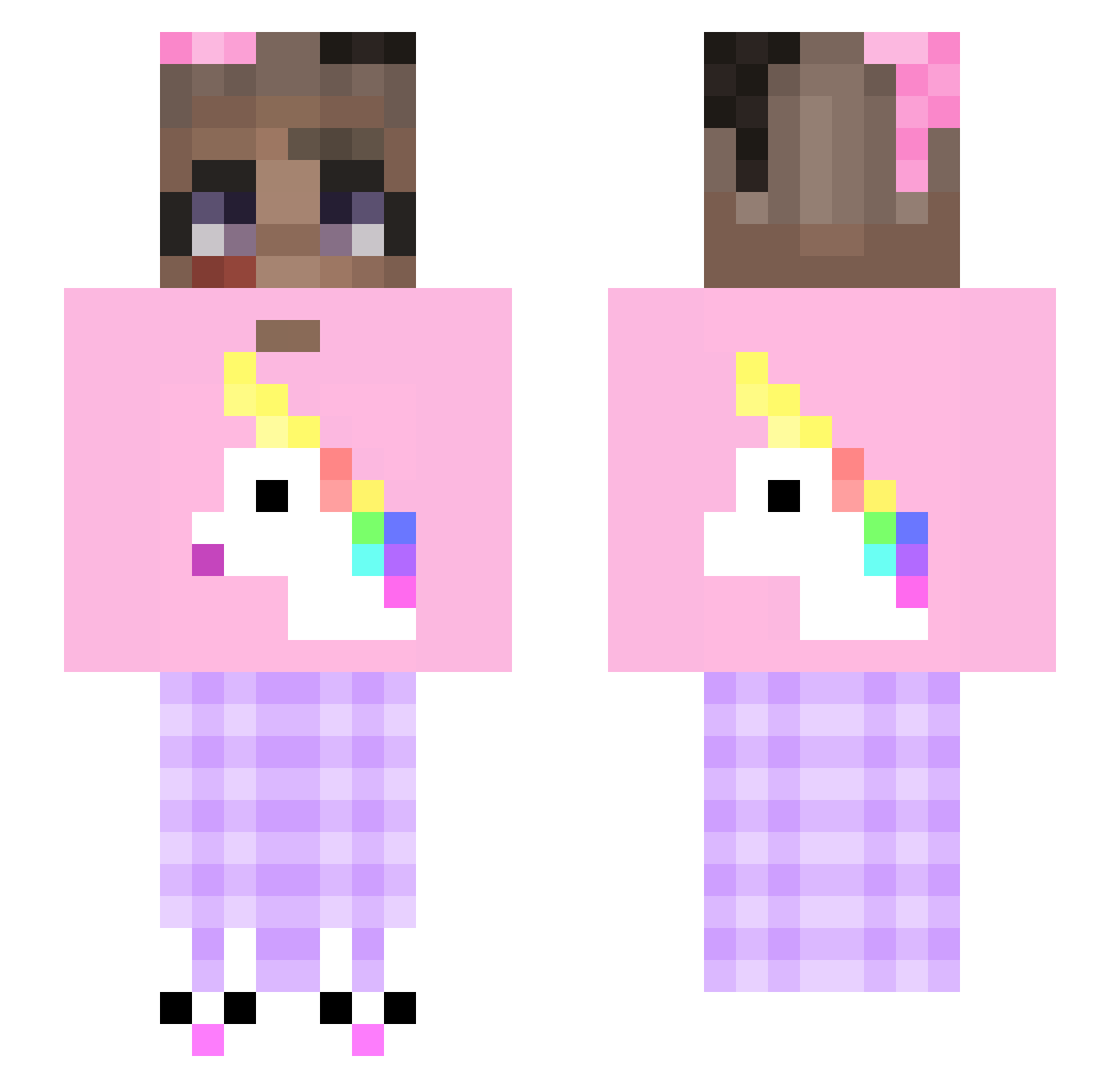 Ronniewqx Minecraft skin, front and back view