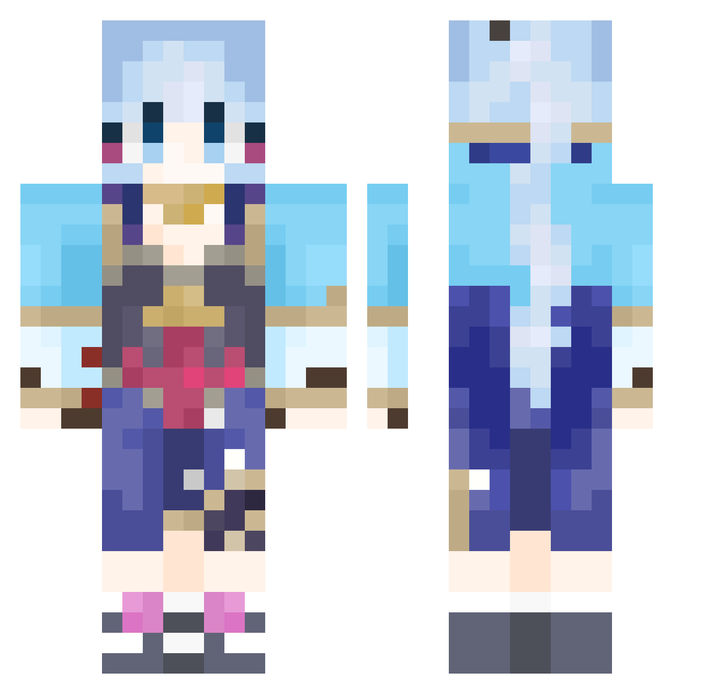 Yitoujuju_ Minecraft skin, front and back view