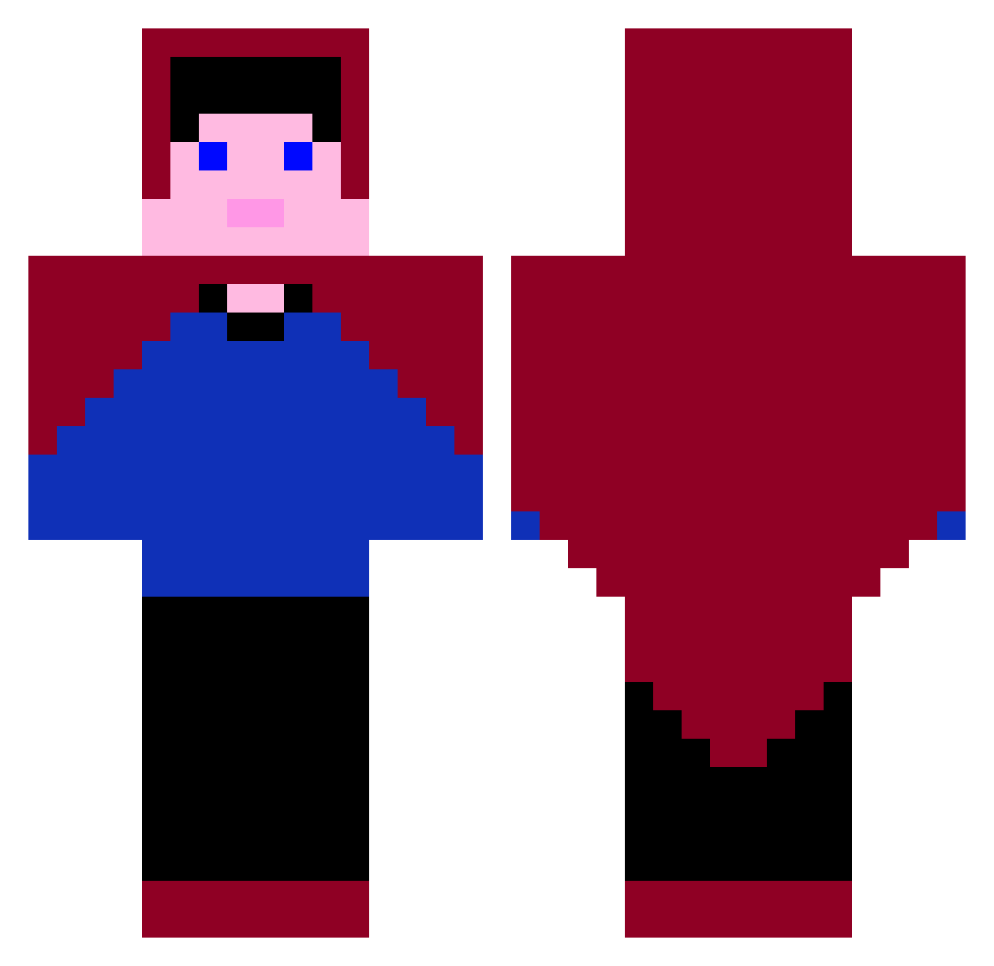Festered Minecraft skin, front and back view