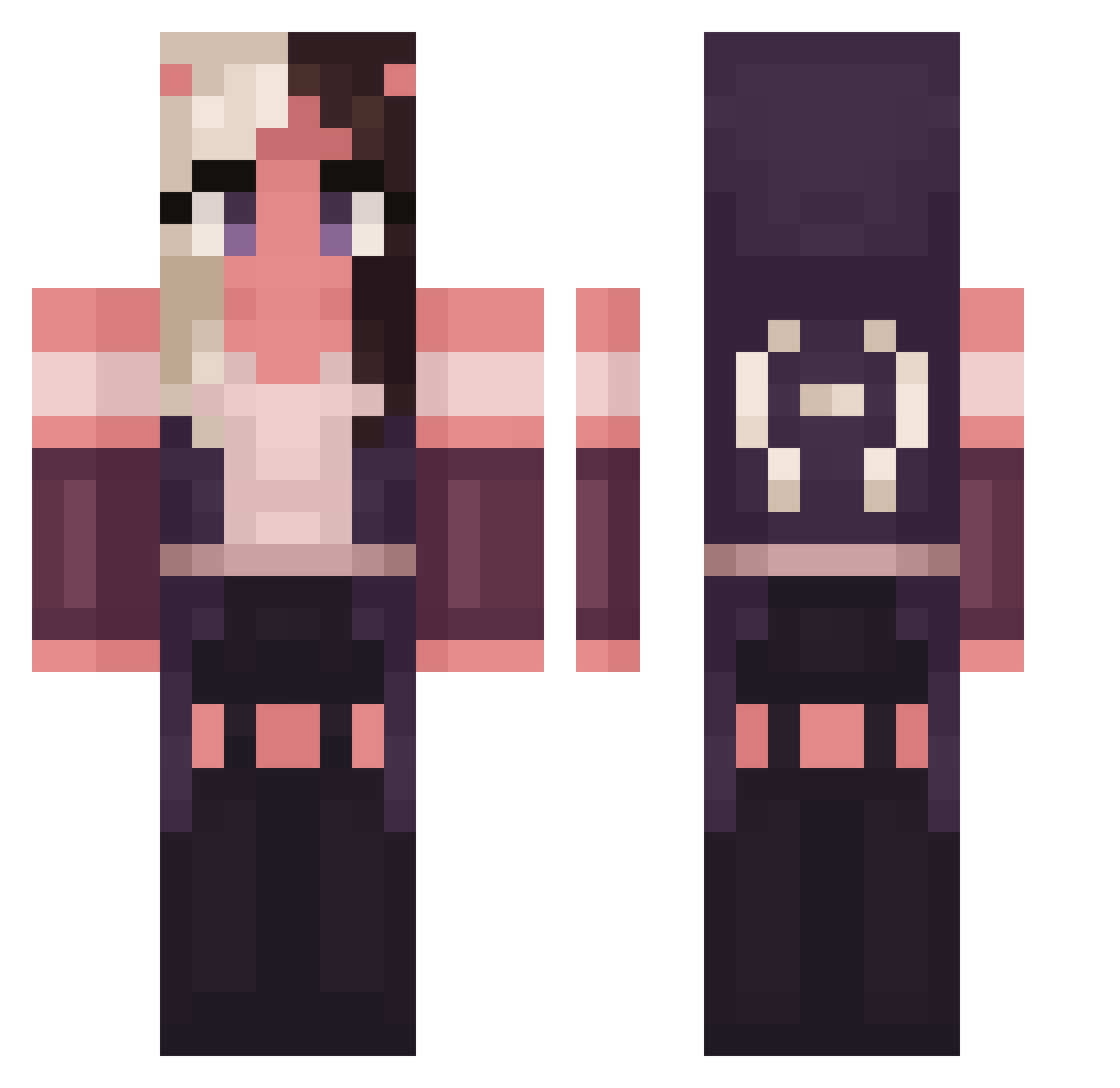 SimplyAnne Minecraft skin, front and back view