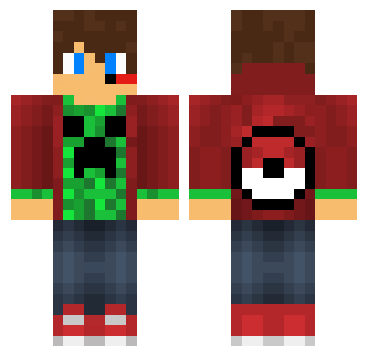 Vehicle Minecraft skin, front and back view