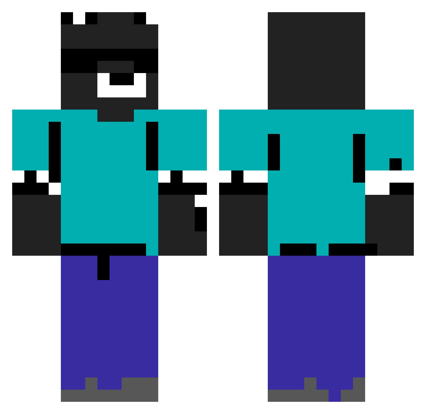 SprennDMC Minecraft skin, front and back view