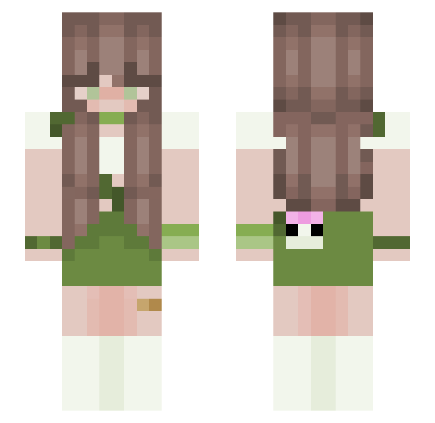 Tamcla Minecraft skin, front and back view