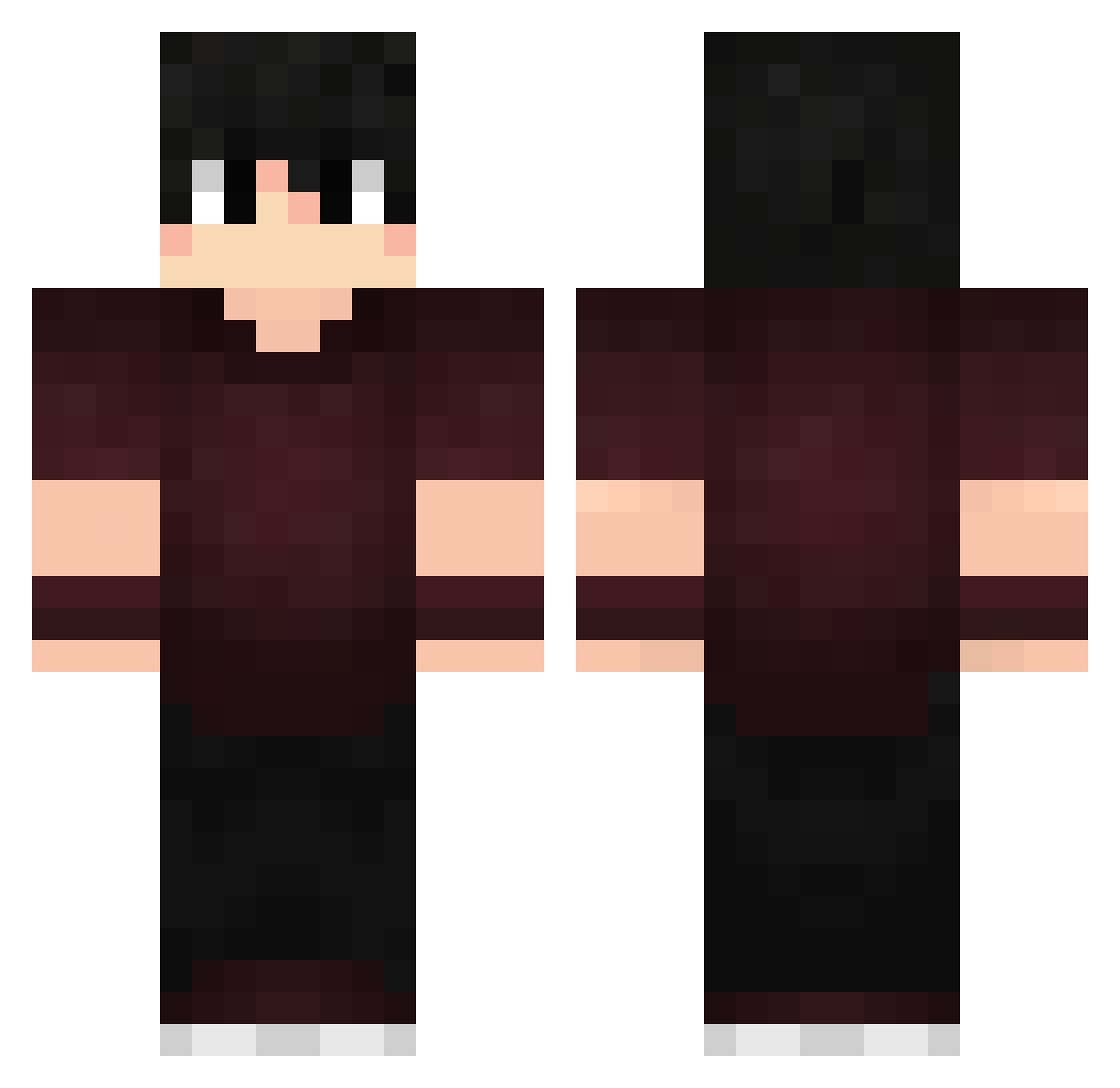 PUSHAAZ Minecraft skin, front and back view