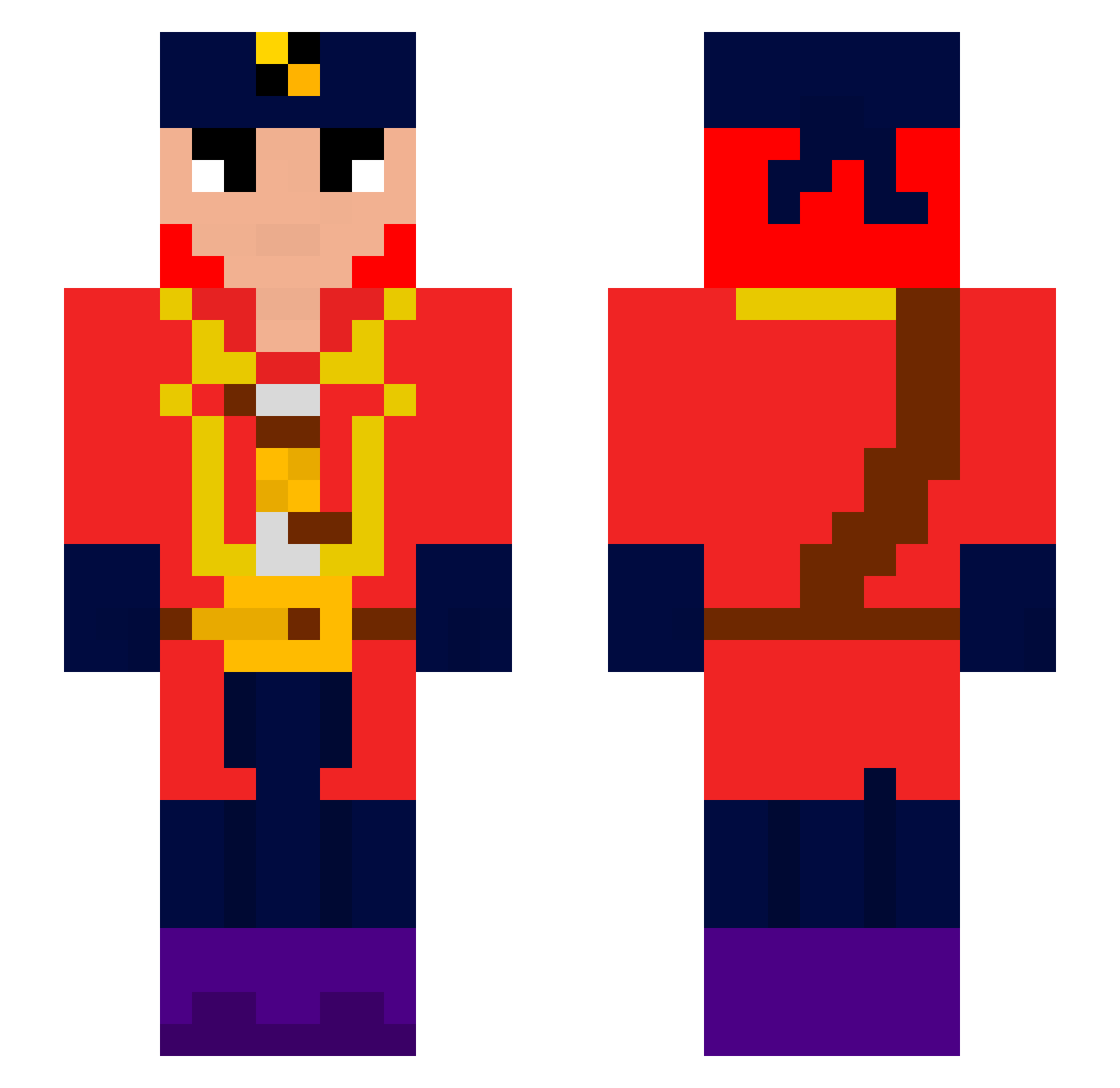 Syncxo Minecraft skin, front and back view