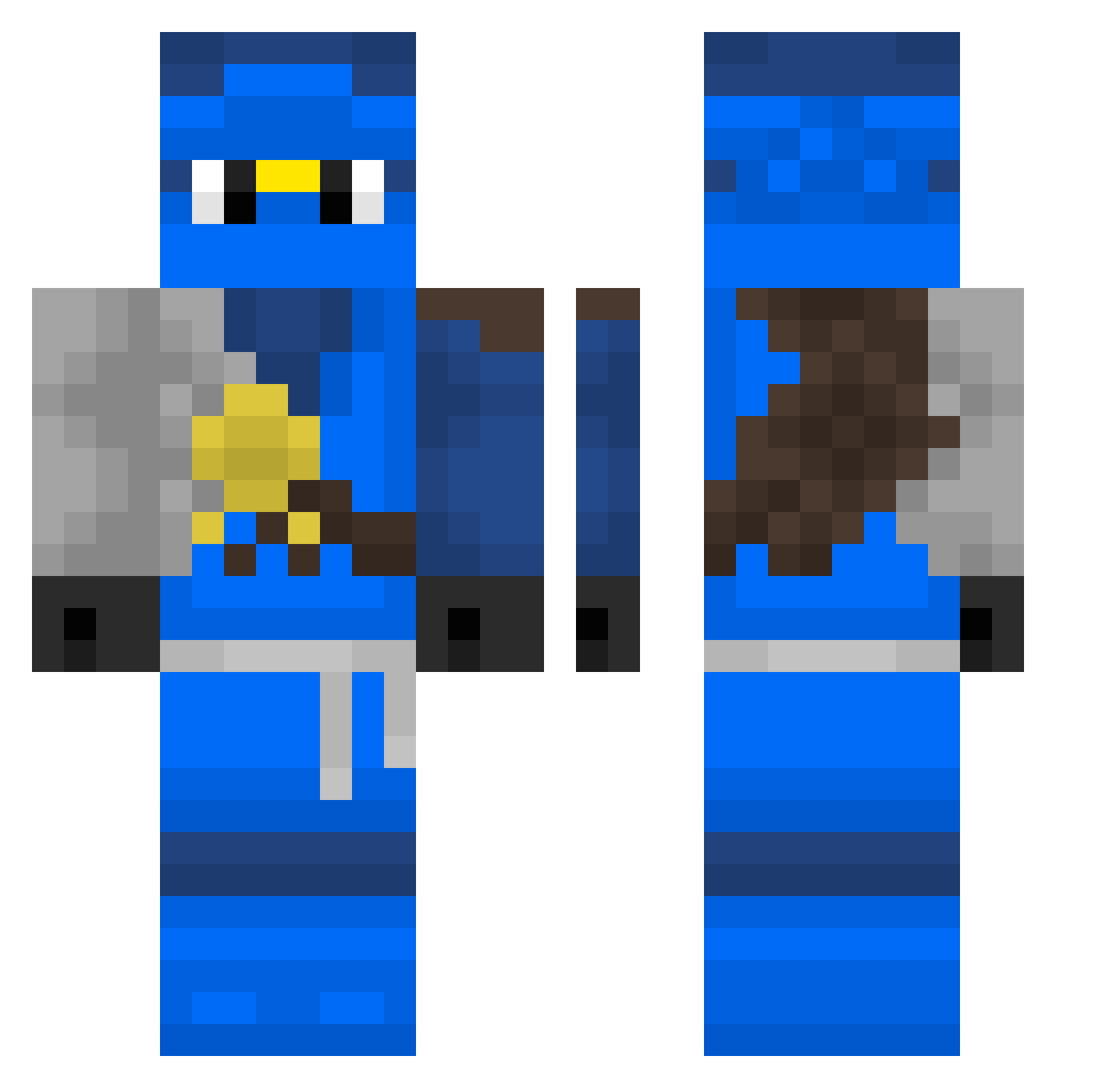 KingWoodsy Minecraft skin, front and back view