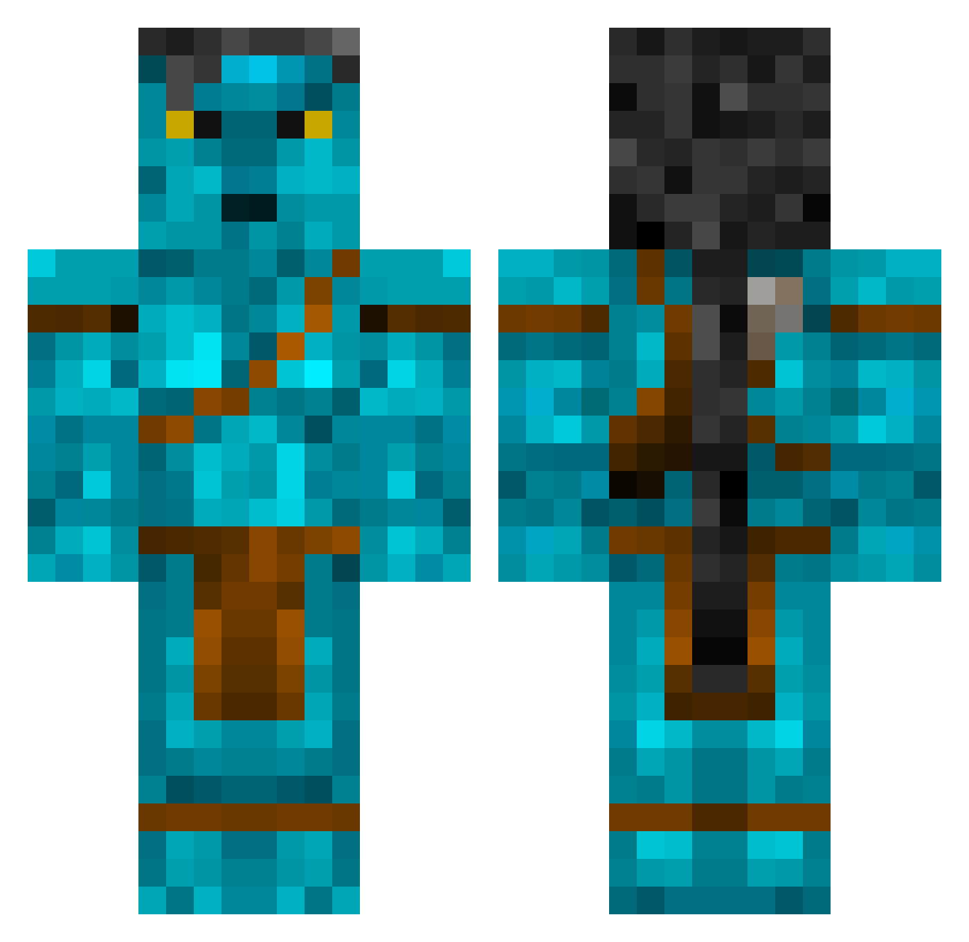 AlvesY Minecraft skin, front and back view
