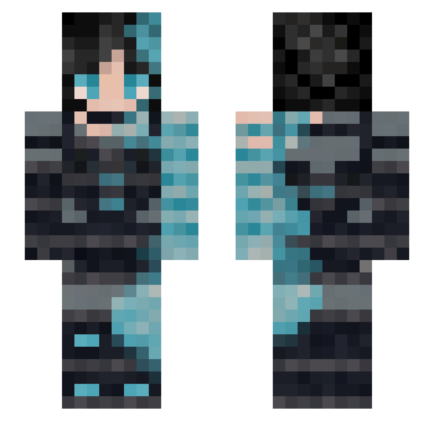 Emberlea Minecraft skin, front and back view