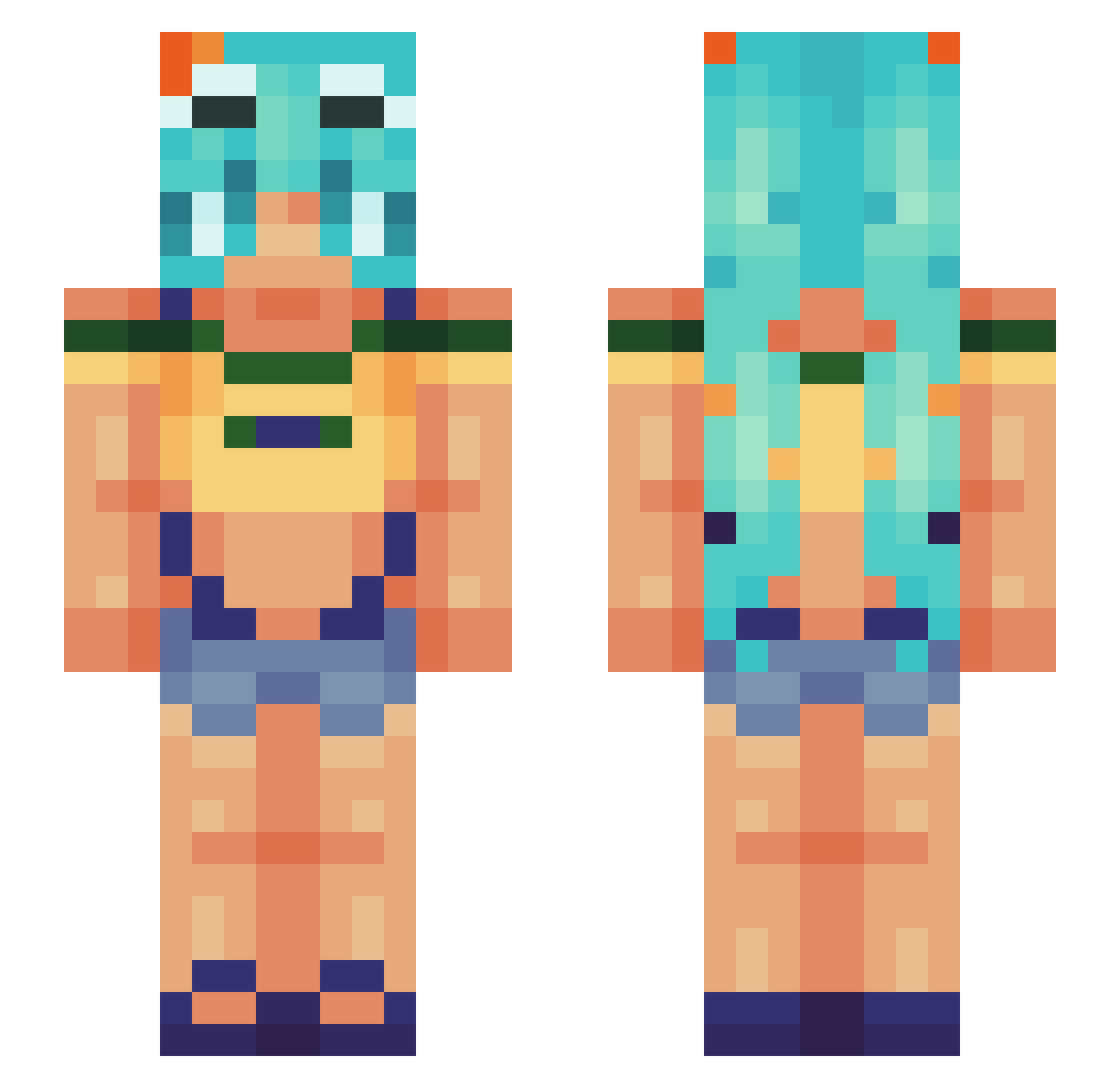 Flower1127 Minecraft skin, front and back view