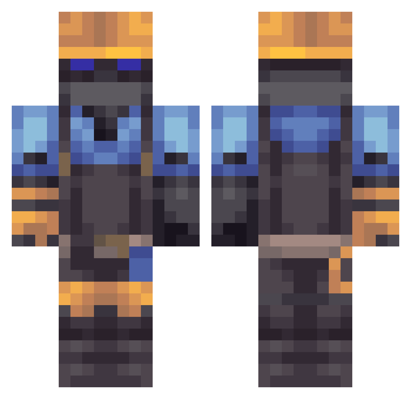 OrangeSkeleton82 Minecraft skin, front and back view