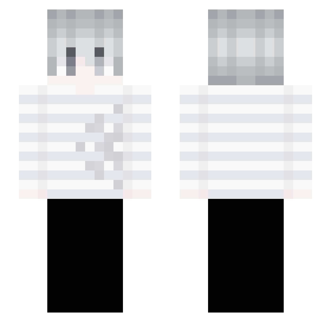 Etsi Minecraft skin, front and back view