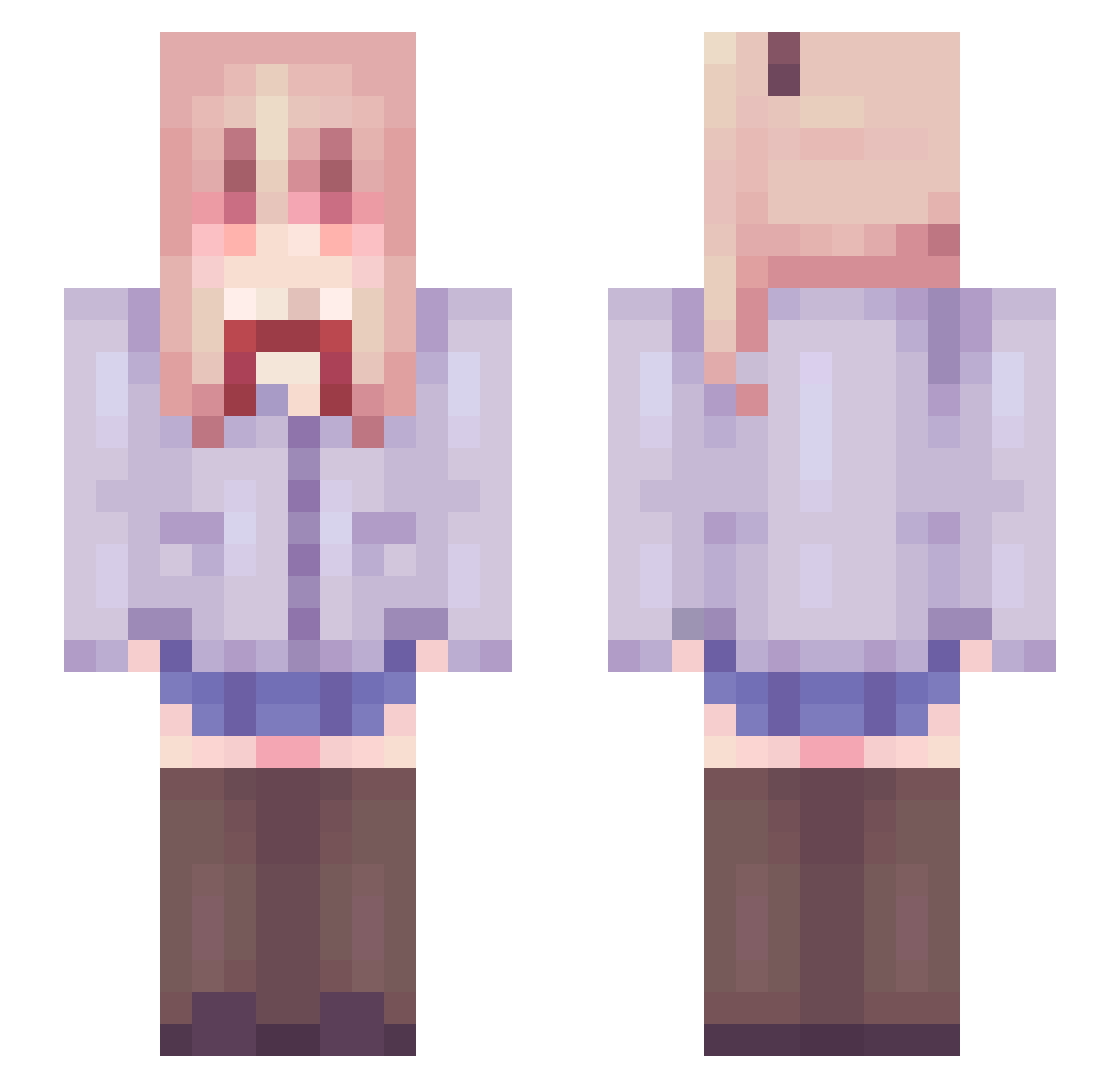 SpookyAurora Minecraft skin, front and back view
