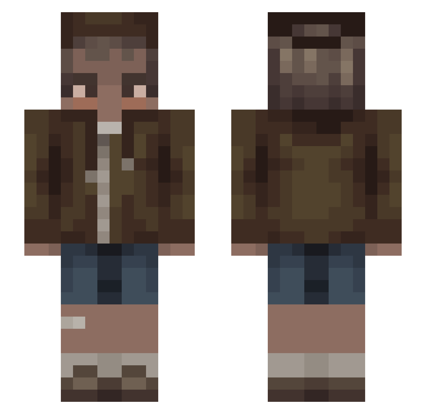 foldmeup Minecraft skin, front and back view