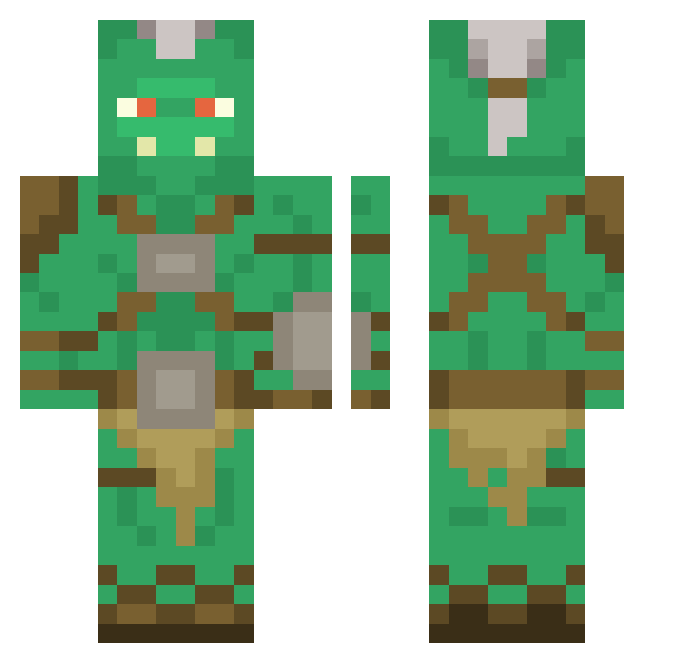 saintlytoast Minecraft skin, front and back view