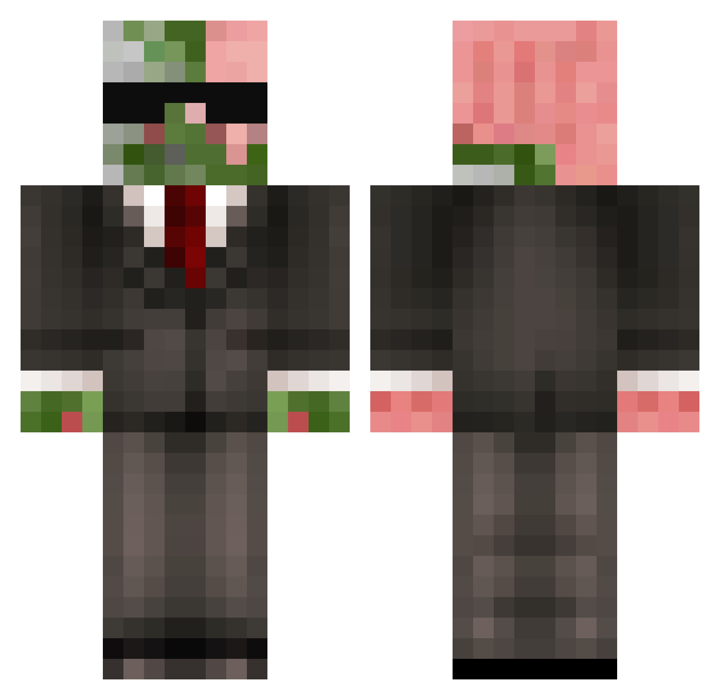 SirPorkPop Minecraft skin, front and back view