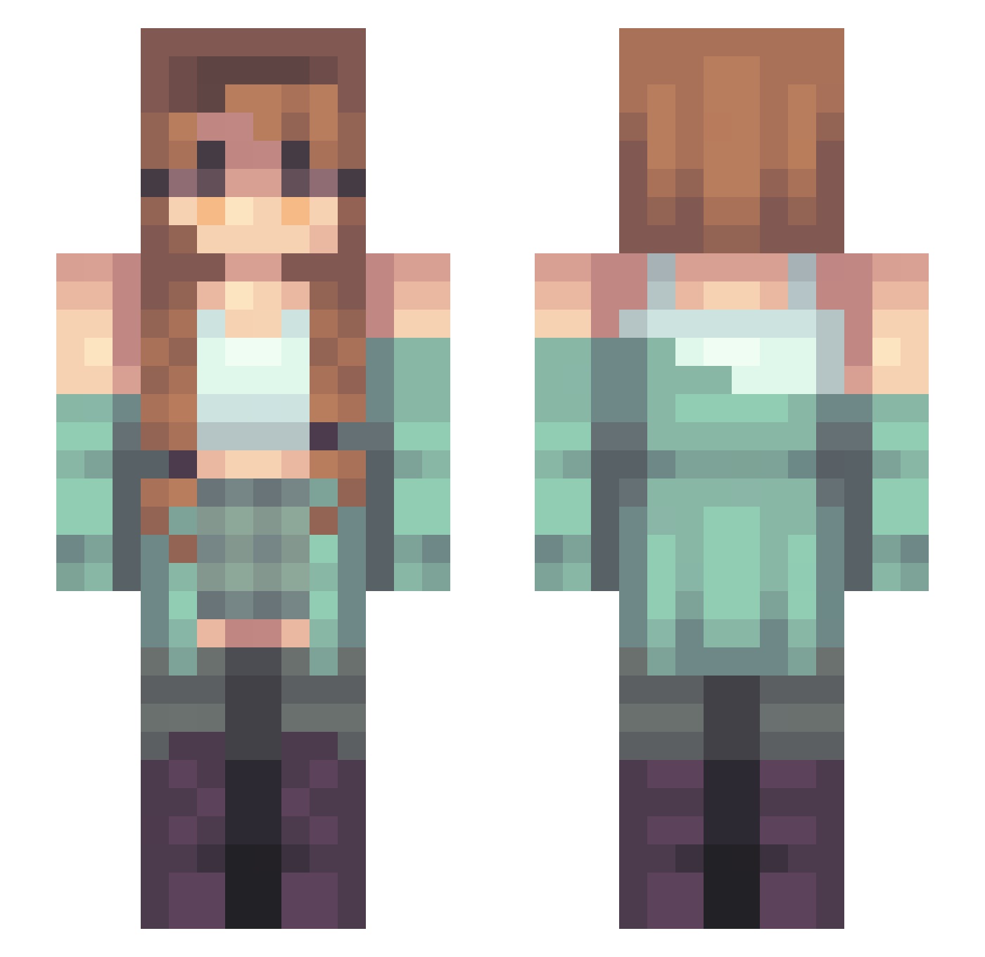 xAylee Minecraft skin, front and back view
