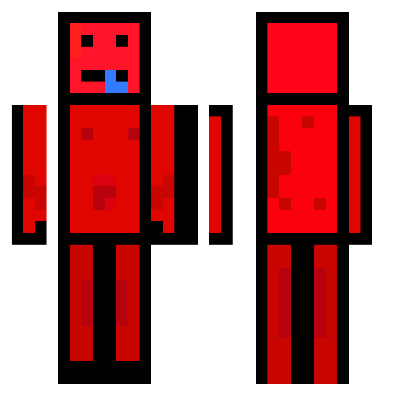 Wobblyops Minecraft skin, front and back view