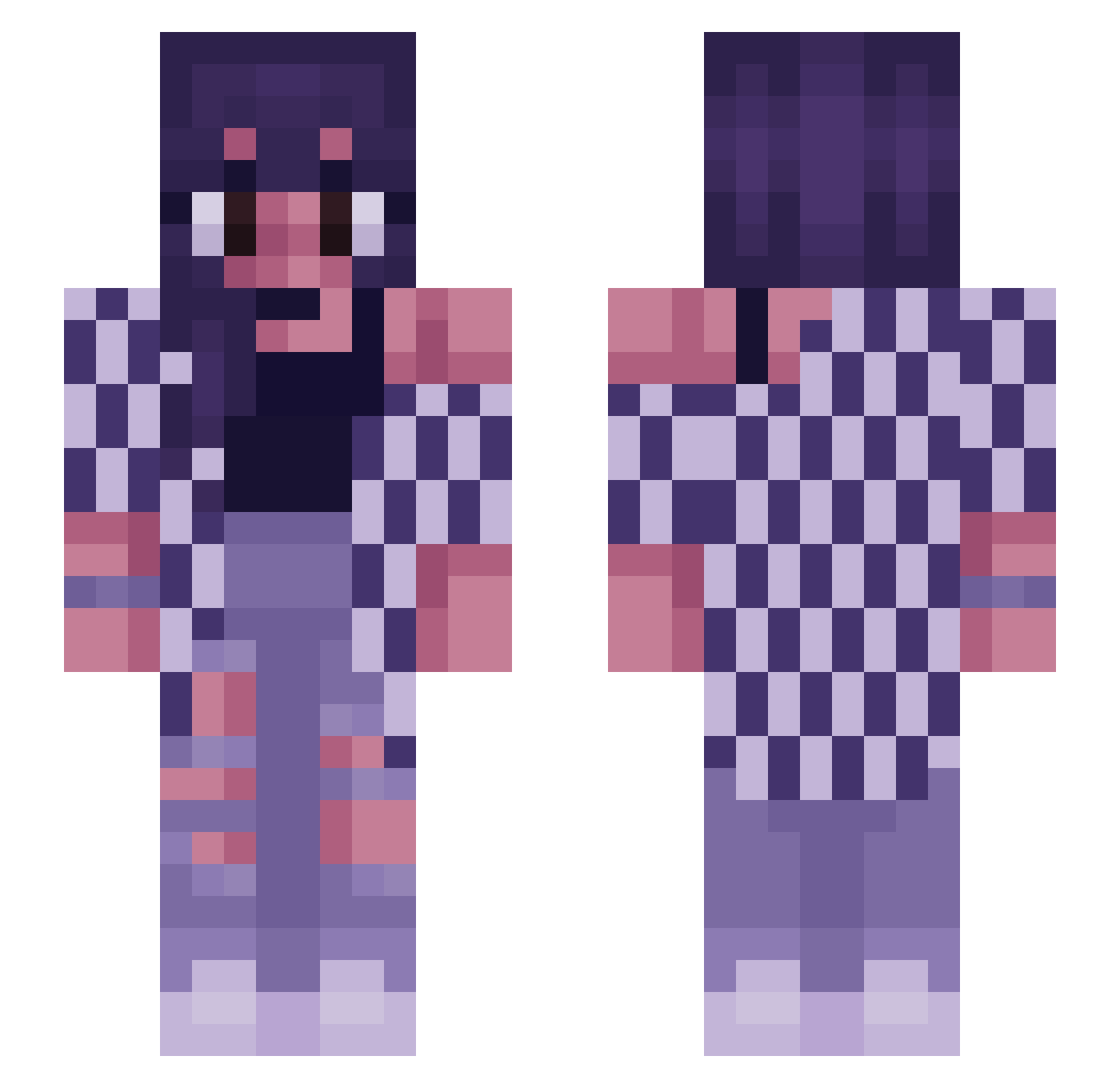 Xgirl19 Minecraft skin, front and back view