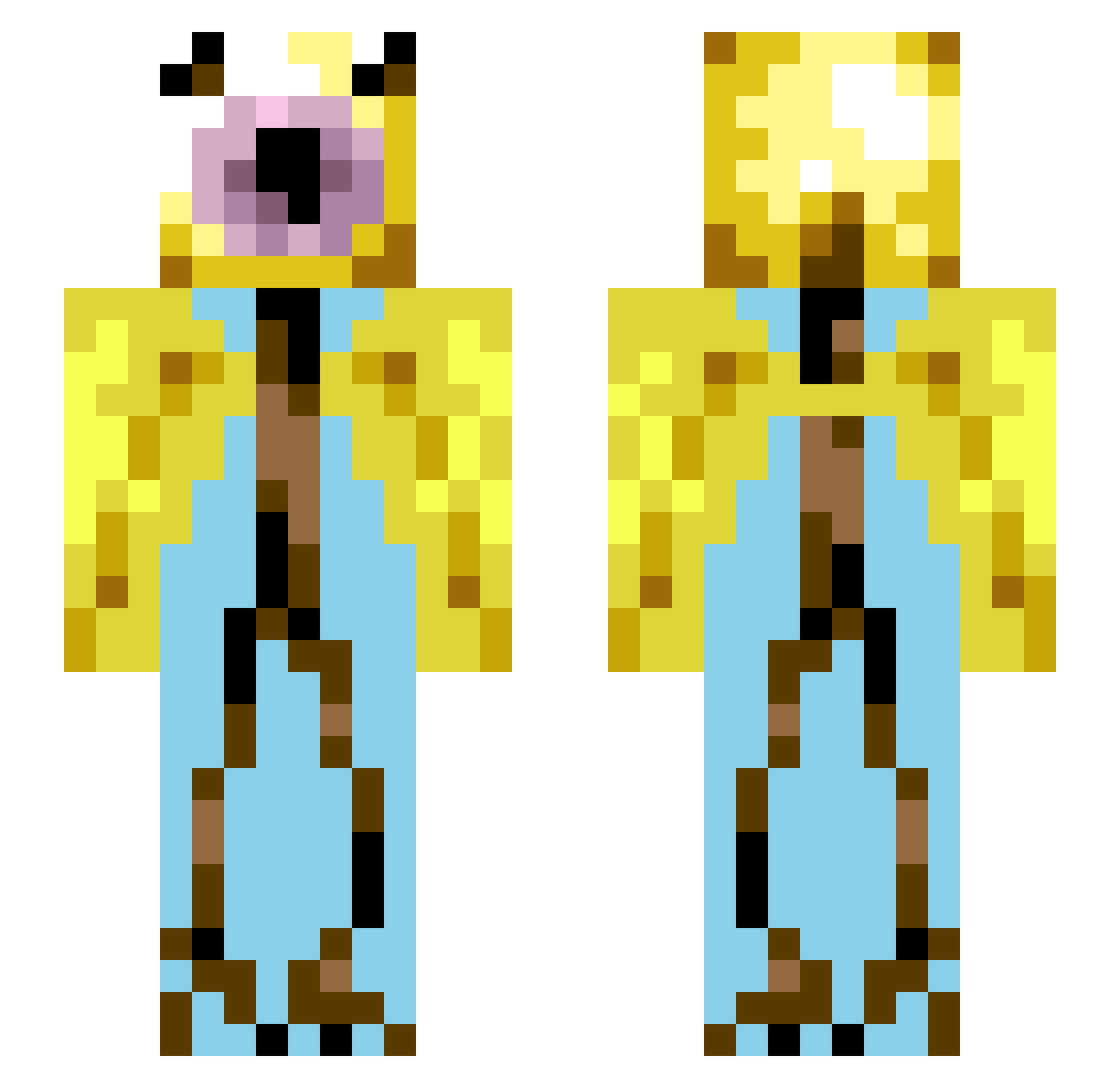 Hogsmeth Minecraft skin, front and back view