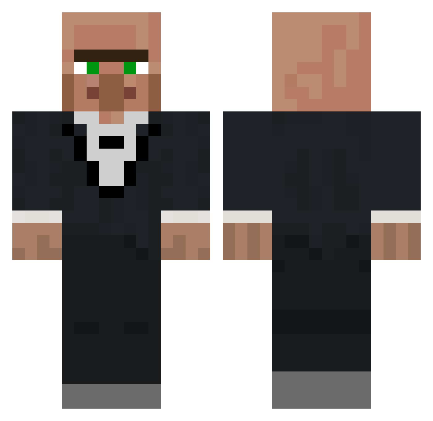 Cukiergora Minecraft skin, front and back view