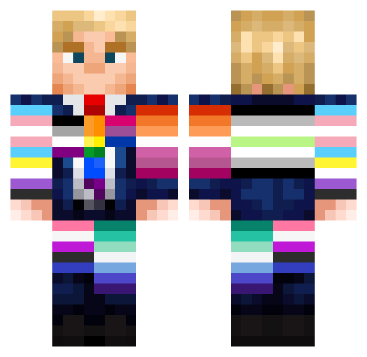 BlanketBaby Minecraft skin, front and back view