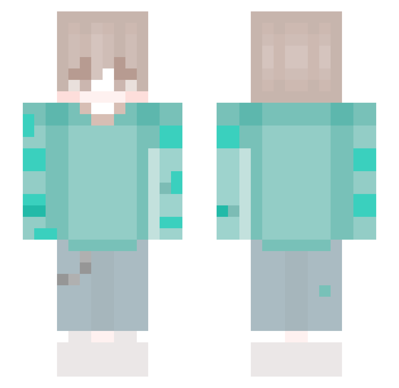 waybcak Minecraft skin, front and back view