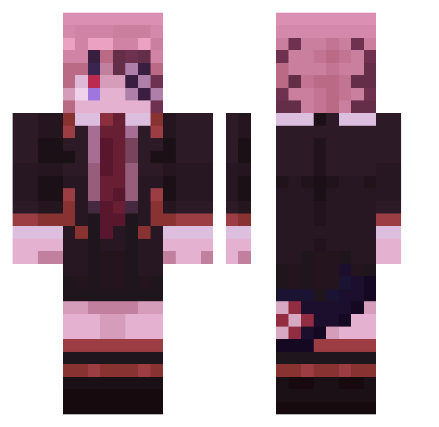 SparrowBurn Minecraft skin, front and back view