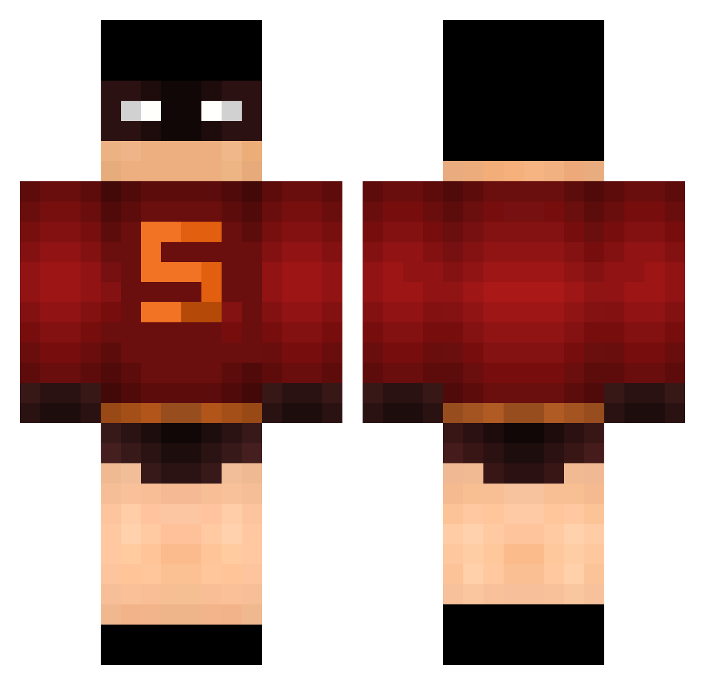 KINGMTX Minecraft skin, front and back view