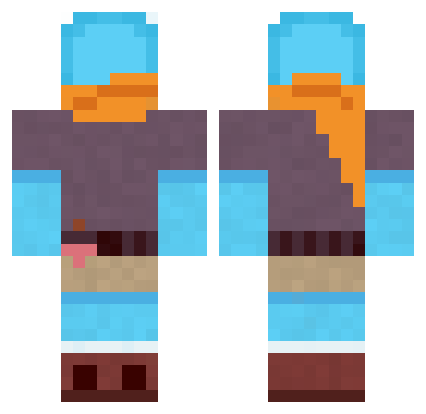 SillyShark72 Minecraft skin, front and back view