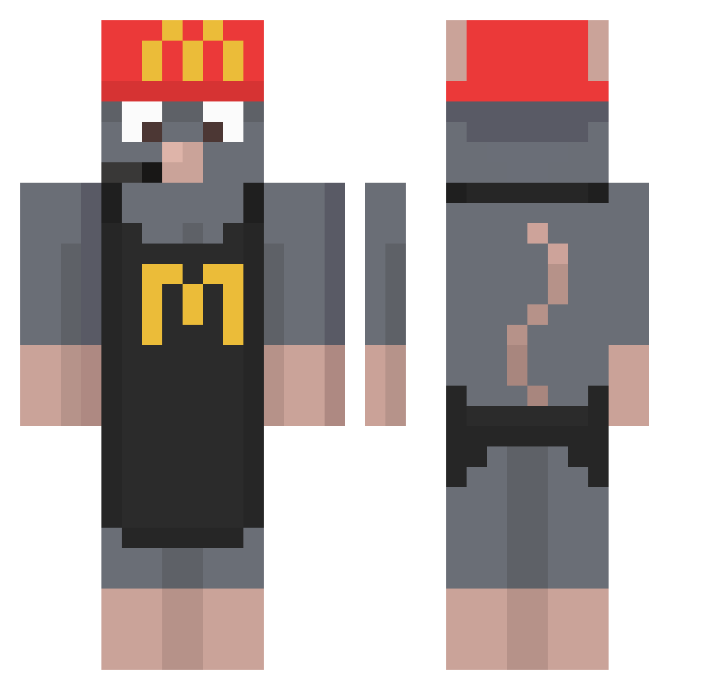 ssailer Minecraft skin, front and back view