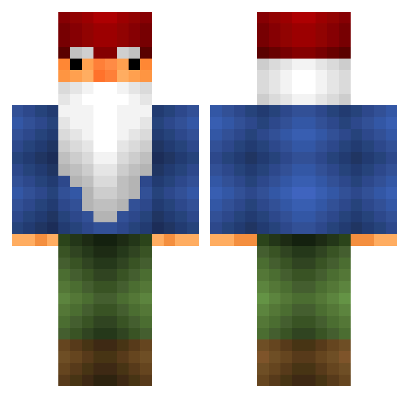 Pondcatcher Minecraft skin, front and back view