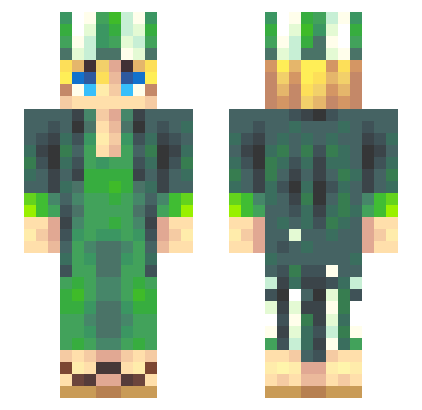 shiningidol Minecraft skin, front and back view