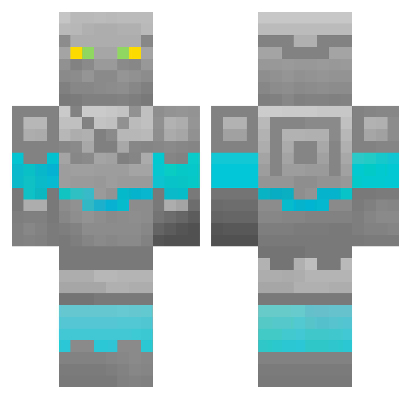 SampleGheca Minecraft skin, front and back view
