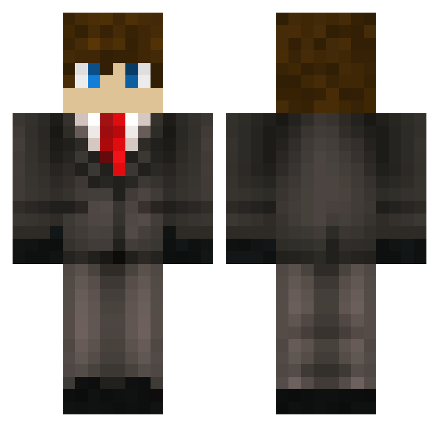 PxlSmaragd Minecraft skin, front and back view