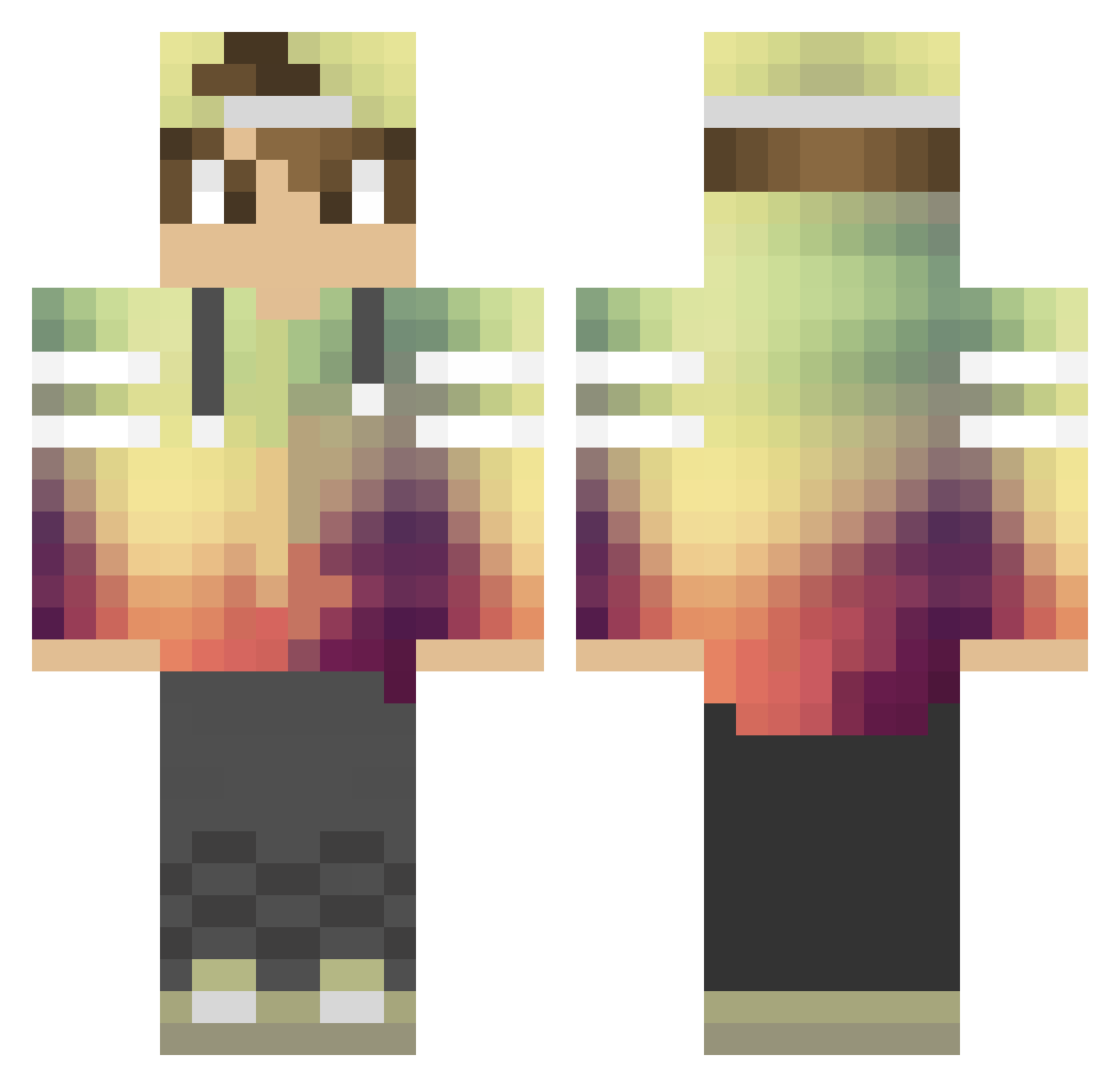 xFrsT Minecraft skin, front and back view