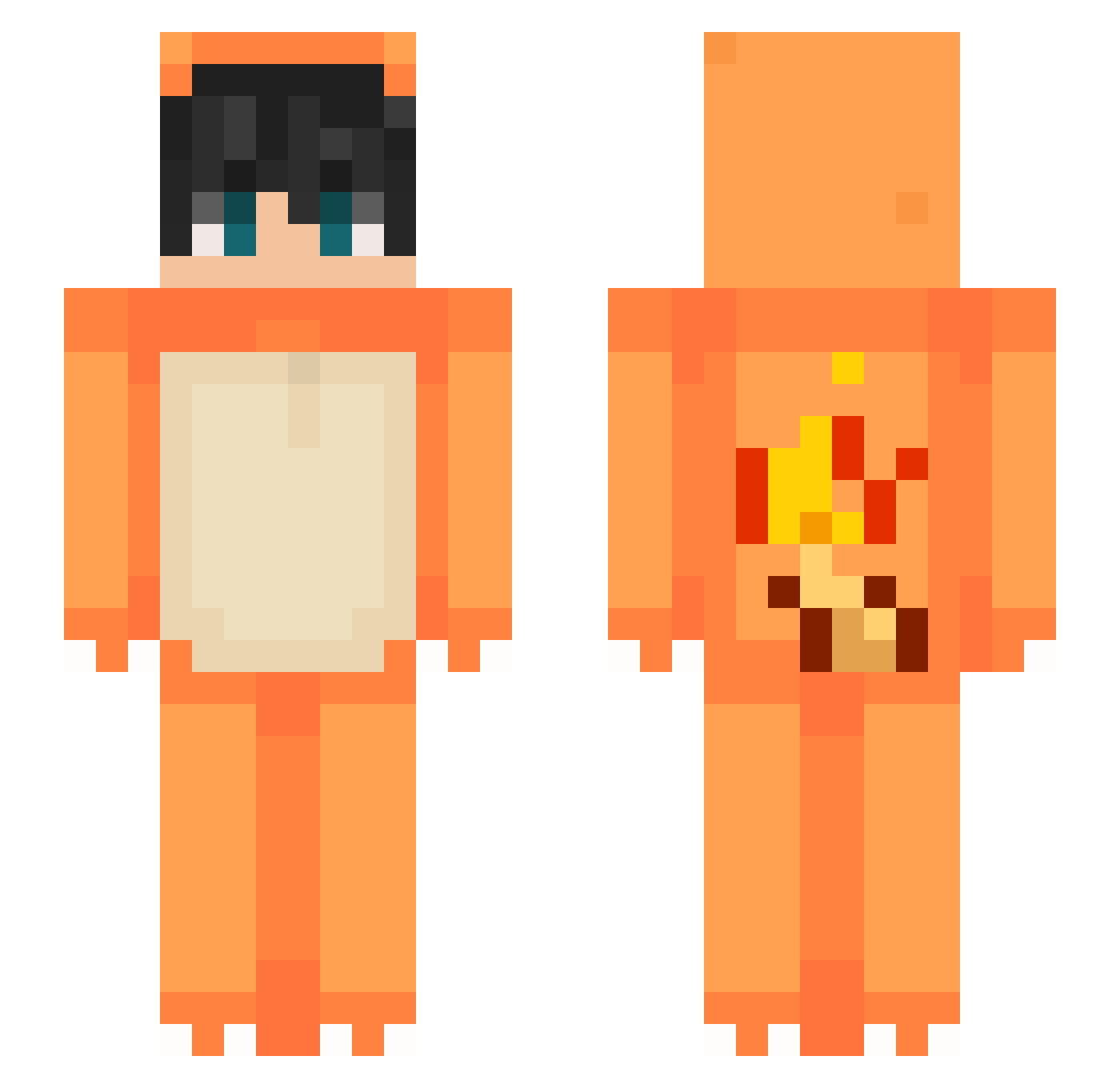 chrmander Minecraft skin, front and back view